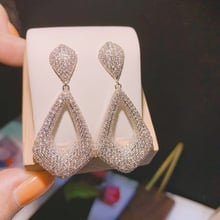 HIBRIDE-pendientes de diseño geométrico de lujo para mujer, joyería de circón cúbico completo, joyería de bouclé d'ore E-630, Primavera 2024 - compra barato