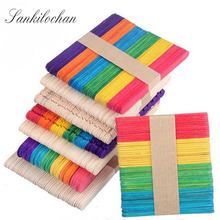 New 50Pcs Wooden Popsicle Stick Kids Hand Crafts Art Ice Cream Lolly Cake DIY Making Funny Children gift AU222 2024 - buy cheap