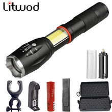 Litwod-lanterna led z201005a, 18650 lm, xml l2, poderosa, luz cob, acampamento, para bicicleta, pilha, iluminação 2024 - compre barato