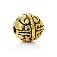 DoreenBeads Zinc metal alloy Spacer Beads Round golden Tone Pattern Pattern About 8mm( 3/8") Dia, Hole:Approx 2mm, 7 PCs 2024 - buy cheap