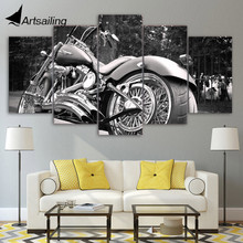 5 panel wall HD Printed Motorcycle bike balck Painting Canvas Print room decor print poster picture canvas Free shipping/NY-5808 2024 - buy cheap