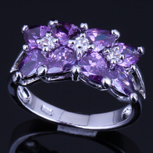 Мода фиолетовый кубический циркон кольцо из стерлингового серебра 925 для Для женщин V0088 2024 - купить недорого
