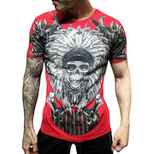 Duyou camiseta masculina rei da caveira, camiseta com estampa de caveira cristal, camiseta casual dy19 para homens 2024 - compre barato