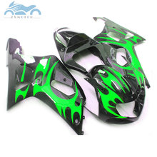 Kit carenagem para motor esportivo, para suzuki k1, k2, gsxr600, gsxr 750, 2001, 2002, 2003, gsxr 750, 01-03, chamas verdes, sz24 2024 - compre barato