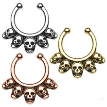 2019 New No Piercing Fake Nose Stud Five Skull Septum Hanger Clip-On Fake Nose Ring Fashion Fake Septum Piercing Body Jewelry 2024 - buy cheap