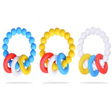 Baby silica gel Beads Chewable Tooth toddler Teething Food Grade Silicone ring teeth baby bit glue educational baby teether 2024 - buy cheap