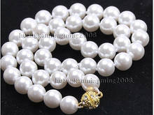 12mm White South Sea Shell Pearl Necklace 17" AAA+ G19 Factory Wholesale price Women Gift word Jewelry 2024 - buy cheap