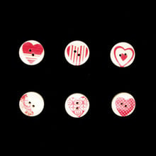 SHINE 30PCs Wooden Sewing Buttons Scrapbooking Round Two Holes Heart Pattern Costura Botones Decorate bottoni botoes 20mm 2024 - buy cheap