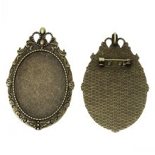 DoreenBeads Retail Brooches Findings Oval Antique Bronze Cabochon Settings(Fit 4cm x 3cm)6.2cm x 4.0cm,5 PCs 2024 - buy cheap