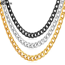 Men Punk Big Necklace 316L Stainless Steel Never Fade Cuban Necklaces Gift For Men Statement Necklace wholesale Chain Gold N227G 2024 - buy cheap