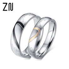 Stainless Steel Couple Ring Jewelry Wedding Rings Men Women Ring Sets Romantic Heart Jewelry Couples Ring For Lovers 2024 - buy cheap