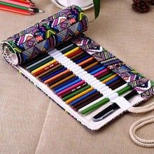 Fashion Storage Bag For Pen 36 Slots Canvas Wrap Roll Up Pencil Bag Pen Case Holder Storage Organizer Pencil Holder Bag 2024 - buy cheap