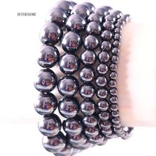 4 6 8 10 12MM Round Beads Cord Stretch Weight Loss Hematite Bangle For Men and Women Anti-Fatigue Therapy Bracelet 2024 - compre barato