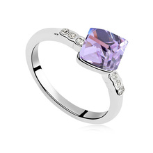 Anel violeta Com Pequena Pedra Cúbica Design Simples Presentes de Casamento Anel de Cristal Austríaco Jóias Anéis de Noiva Noivo 5 Cores 2024 - compre barato
