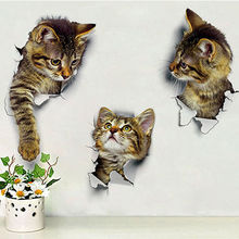 2018 абсолютно новые 3D животные Домашние Животные Кошки домашний декор съемные наклейки на стену украшения ПВХ 2024 - купить недорого
