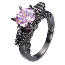 Панк кольцо для женщин бренд Фиолетовый Кристалл череп кольца черный золотой цвет Модные CZ кварцевые ювелирные изделия 2024 - купить недорого