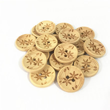 50pcs 20mm Natural  Florals Flower Laser Wood Buttons Round Sewing DIY 2 Hole Crafts Embellishments For Scrapbooking 2024 - buy cheap