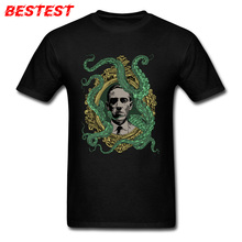 Cthulhu T-shirt Dos Homens Polvo Monstro Camiseta Pai UM Retrato De Coisas Estranhas Loucura Preto Camiseta de Algodão Do Vintage Tops Tees 2024 - compre barato