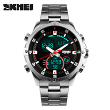 SKMEI 2016 новые часы, мужские роскошные брендовые модные повседневные деловые спортивные наручные часы, Двойные цифровые аналоговые кварцевые часы 2024 - купить недорого