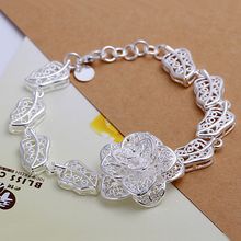 Pulsera fina chapada en plata para hombre y mujer, joyería de plata de ley 925, bisutería con cadena de flores, SB244 2024 - compra barato