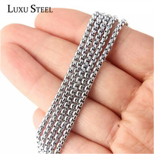 LUXUSTEEL 10pcs/lot Stainless Steel Necklace Width 2mm Length 45/50/55/60cm Round Link Cuban Chain Necklace Women/Men 2024 - buy cheap