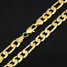 Цепочка «Фигаро» для мужчин и женщин, ожерелье из медных звеньев желтого золота, 1 шт., 6 мм 2024 - купить недорого