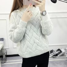Pullover female clothes 2022 loose autumn winter sweater women casual plaid o-neck long sleeve thicken jumper winter woman coat 2024 - buy cheap