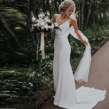 Simple V-neck Beach Wedding Dresses Sleeveless Satin Boho Wedding Gowns Chapel Train White Ivory Spaghetti Straps Bridal Dresses 2024 - buy cheap