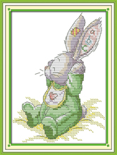 The patch rabbit cross stitch kit cartoon baby 14ct 11ct count print canvas stitches embroidery DIY handmade needlework plus 2024 - buy cheap