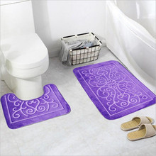 Occidente estilo 2 piezas de baño alfombra de piso de baño de relieve con 3D patrón clásico conjunto antideslizante combinación alfombras conjunto 2024 - compra barato