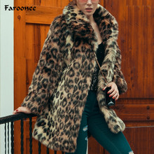 Fashion Faux Fur Coat Women Winter Thick Warm Coats Leopard Print Fur Jackets Female Plush Long Overcoat Outerwear Plus Size 3XL 2024 - buy cheap