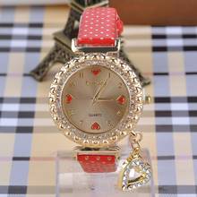 Women Watch Rhinestone Heart Pendant Relojes Mujer Leather Quartz Relogio Feminino Fashion Relojes Clock montre femme pendentif 2024 - buy cheap
