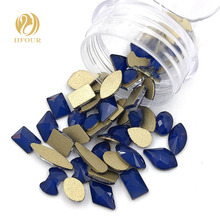 NEW Dark blue Mixed shape Mixed size mocha flatback nail art glass crystal glue on rhinestones for nail decorations 2024 - buy cheap