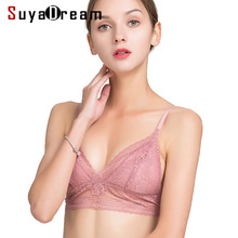 SuyaDream Women Lace Bra 100%Real Silk Lining Thin Padded 3/4 Cup Bras For Girl Every Bra Underwear New Black White 2024 - buy cheap