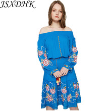 JSXDHK-vestido playero étnico con hombros descubiertos para mujer, vestido bohemio Sexy de algodón con bordado Floral y borlas, primavera 2021 2024 - compra barato