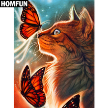 Алмазная живопись HOMFUN A01533 «цветок, кот», вышивка крестиком из квадратных/круглых страз, для домашнего декора, 5D «сделай сам» 2024 - купить недорого