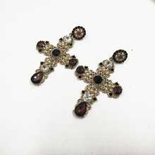 Rongho Baroque Colorful Crystal Cross Earrings for Women Brindal Brincos Femme Wedding Earring Jewelry Gold Earring Rhinestone 2024 - buy cheap