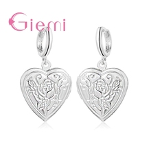 Sweet OL 925 Sterling Silver Heart Charms Women Earrings Rose Carving with Smooth Lever Back Earwire Huggie Drop Ear Jewelry 2024 - buy cheap