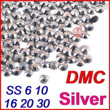 Calidad superior Diamante de imitación con parte trasera plana y pegamento térmico para mujer, SS6, 10, 16, 20, 30, cristal plata, DMC, joyería para boda 2024 - compra barato