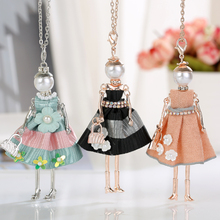 New Arrival Simulated-Pearl Shell Handmade Flower Doll Necklace Women Long Chain Statement necklaces & pendants 2024 - buy cheap