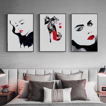 Modern Fashion Girl Red Lip Wall Art Canvas Painting Salon Decor Posters and Prints Wall Pictures for Living Room Decoration 2024 - buy cheap