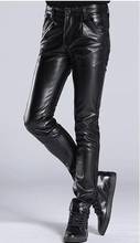 2018  Male leather trousers slim plus velvet thickening fashion motorcycle  pants male tight trousers The singer's clothing 2024 - buy cheap