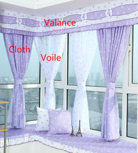 High quality Balcony purple curtain,rustic fresh bay curtain,modern brief voile and cloth curtain,could customized size 2024 - buy cheap