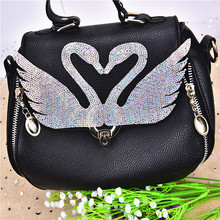 2 Pair/Lot Sparkling Motifs Ab Color Crystal Rhinestone Swan Design Heat Transfer Patches For Shoes/Hats/Bags Iron On Appliques 2024 - buy cheap