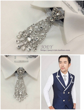 New Free Shipping fashion male men's All-match full metal drill silver tassel groom bow tie dinner party Poirot annual Headdress 2024 - buy cheap