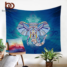 BeddingOutlet Elephant Tapestry Wall Hanging Animal Twin Hippie Tapestry Blue Boho Hippy Bohemian Home Decor 150x150cm Bedspread 2024 - buy cheap