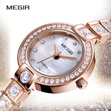 MEGIR топ роскошные женские часы со стразами bayan kol saati розовое золото женские часы с сияющими бриллиантами Relogio Feminino Reloj Mujer 2024 - купить недорого