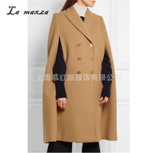Capa feminina vintage elegante, casaco longo de lã 2024 - compre barato