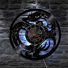 Relógio de parede mestre dragão, luz de vinil com cronômetro e gravação de vinil, para arte marcial 2024 - compre barato