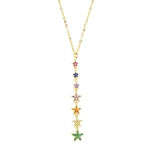 rainbow star charm link chain choker statement necklaces for women Christmas gift colorful cz geometric simple fashion jewelry 2024 - buy cheap